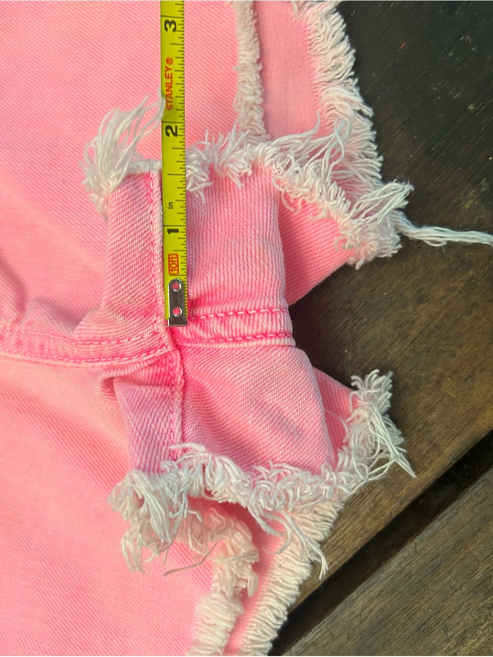 PINK Victoria's Secret Faded Neon Pink Frayed Denim Cutoff Shorts - Picture 4 of 10